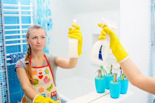 Carpet cleaner preparing safe equipment for a residential cleaning job