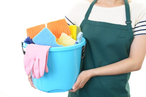 Staff member receiving safety training on cleaning procedures